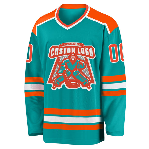 Custom Light Blue Orange-Royal Hockey Jersey Women's Size:XL