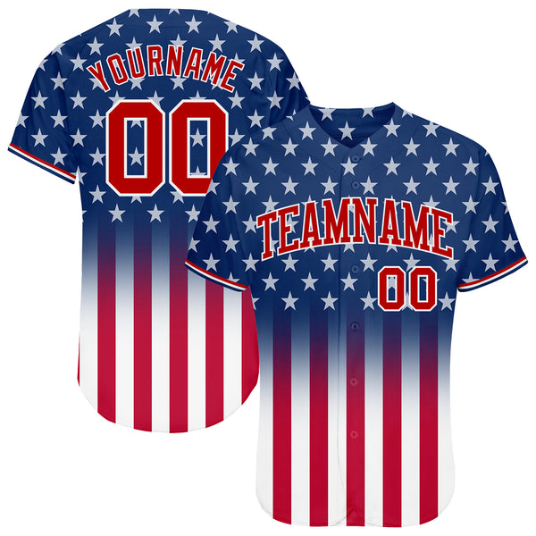 Custom Blue Red-White 3D American Flag Fashion Authentic Baseball Jersey  Clearance – FanCustom