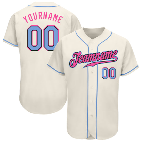 Custom Light Blue Red-Navy Baseball Jersey – FanCustom