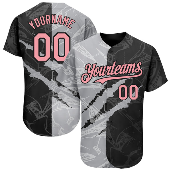 Custom Black Gray Pinstripe White-Gray Authentic Baseball Jersey