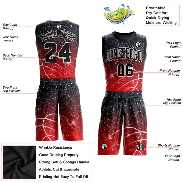 Custom USA Galaxy Basketball Jersey Black With Red/white 