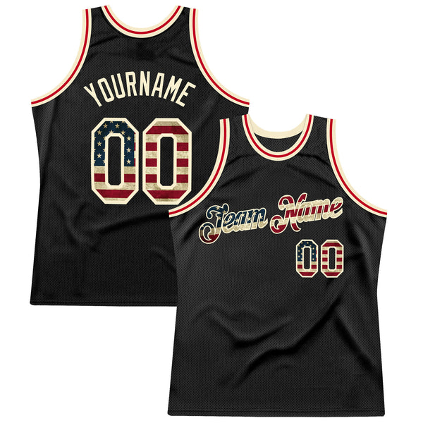 Custom Orange Vintage USA Flag-Black Authentic Throwback Basketball Jersey