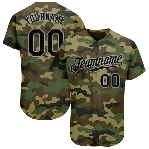 Custom Camo Light Blue-Pink Authentic Salute To Service Baseball Jersey