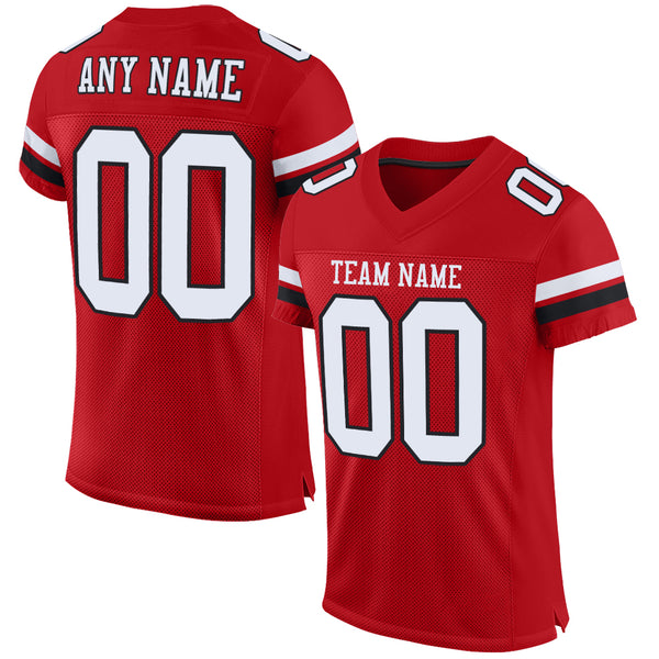 Custom Black White-Red Authentic Football Jersey Men's Size:L