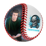 Personalized White Earphone Skull Photo Baseballs