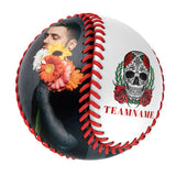 Personalized White Red Rose Skull Photo Baseballs