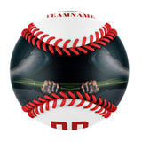 Personalized White Red Rose Skull Photo Baseballs