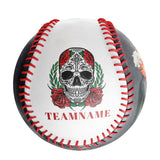 Personalized White Red Rose Skull Photo Baseballs