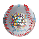 Personalized Grey Ready Set Learn Starting School 3th Grade Photo Baseballs