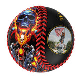 Personalized Black Motorcycle Skull Photo Baseballs