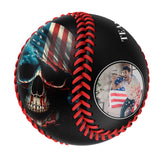 Personalized Black American Flag Skull Photo Baseballs