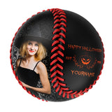 Personalized Black Happy Halloween Pumpkin Photo Baseballs