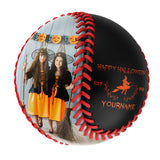 Personalized Black Happy Halloween Witch Photo Baseballs