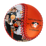 Personalized Orange Happy Halloween Ghost Photo Baseballs