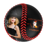 Personalized Black Happy Halloween Ghost Photo Baseballs