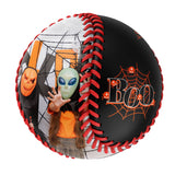 Personalized Black Happy Halloween Spider Web Photo Baseballs