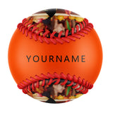 Personalized Orange Happy Halloween Spider Web Photo Baseballs