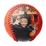 Personalized Orange Happy Halloween Spider Web Photo Baseballs