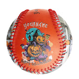 Personalized Orange Happy Halloween Pumpkin Bat Photo Baseballs