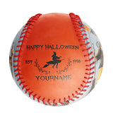 Personalized Orange Happy Halloween Witch Photo Baseballs