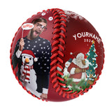 Personalized Christmas Santa Claus Snowman Tree Photo Baseballs