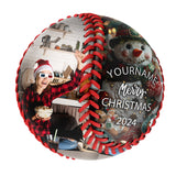 Personalized Merry Christmas Snowman Photo Baseballs