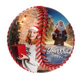 Personalized Merry Christmas Santa Claus Snow Photo Baseballs