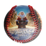 Personalized Merry Christmas Santa Claus Snow Photo Baseballs