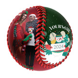 Personalized Merry Christmas Snowman Snowflake Photo Baseballs