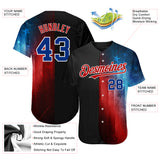 Custom Black Royal-Red 3D American Flag Fashion Authentic Baseball Jersey