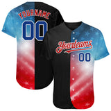 Custom Black Royal-Red 3D American Flag Fashion Authentic Baseball Jersey