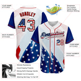 Custom White USA Flag Royal Red-Black 3D American Flag Fashion Authentic Baseball Jersey