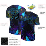 Custom Black Sky Blue 3D Pattern Design Holi Festival Color Powder Performance T-Shirt