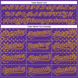 Custom Purple Gold 3D Pattern Design Geometric Stars Authentic Baseball Jersey