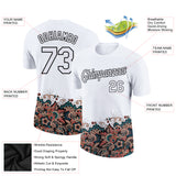 Custom White Black 3D Pattern Floral Design Performance T-Shirt