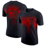 Custom Black Red 3D Pattern Design Dripping Splatter Art Performance T-Shirt