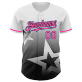 Custom White Pink Black-Light Blue 3D Pattern Design Gradient Style Twinkle Star Authentic Baseball Jersey