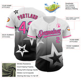 Custom White Pink Black-Light Blue 3D Pattern Design Gradient Style Twinkle Star Authentic Baseball Jersey