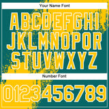 Custom Yellow Teal-White 3D Pattern Design Abstract Brush Stroke Authentic Baseball Jersey