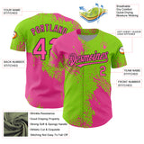 Custom Pink Neon Green-Black 3D Pattern Design Abstract Brush Stroke Authentic Baseball Jersey