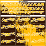 Custom Gold Brown-White 3D Pattern Design Abstract Brush Stroke Authentic Baseball Jersey