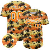 Custom Yellow Bay Orange-White 3D Pattern Design Tropical Hawaii Palm Trees Authentic Baseball Jersey