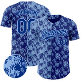Custom Light Blue Royal 3D Pattern Design Tropical Hawaii Palm Trees Authentic Baseball Jersey