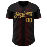 Custom Black Old Gold-Burgundy 3D Pattern Design Geometric Shapes Authentic Baseball Jersey