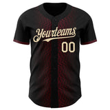 Custom Black Cream-Burgundy 3D Pattern Design Geometric Shapes Authentic Baseball Jersey