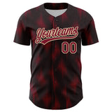 Custom Black Crimson-Cream 3D Pattern Design Halftone Dots Authentic Baseball Jersey