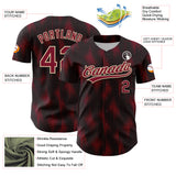 Custom Black Crimson-Cream 3D Pattern Design Halftone Dots Authentic Baseball Jersey