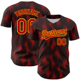 Custom Black Red-Gold 3D Pattern Design Halftone Dots Authentic Baseball Jersey