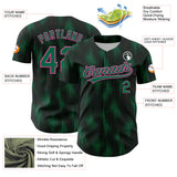 Custom Black Kelly Green-Pink 3D Pattern Design Halftone Dots Authentic Baseball Jersey