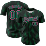 Custom Black Kelly Green-Pink 3D Pattern Design Halftone Dots Authentic Baseball Jersey